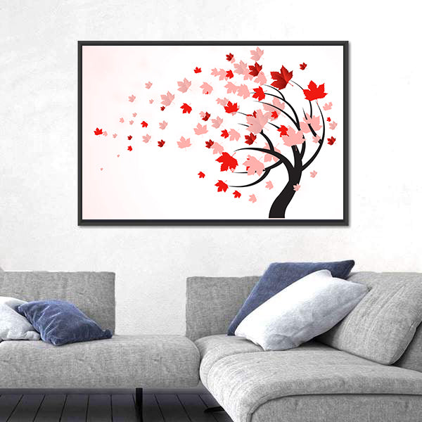 Red Autumn Tree Canvas Wall Art
