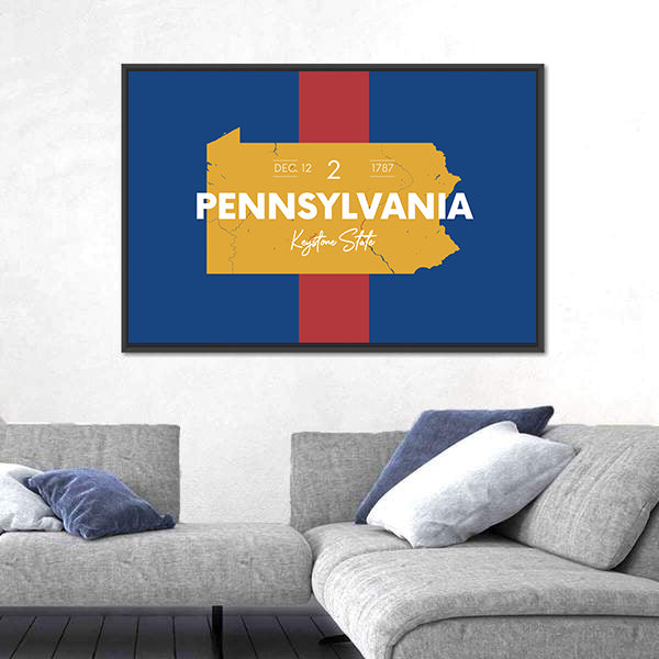Pennsylvania Typographic Map Canvas Wall Art