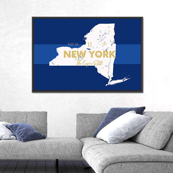 New York State Map Canvas Wall Art