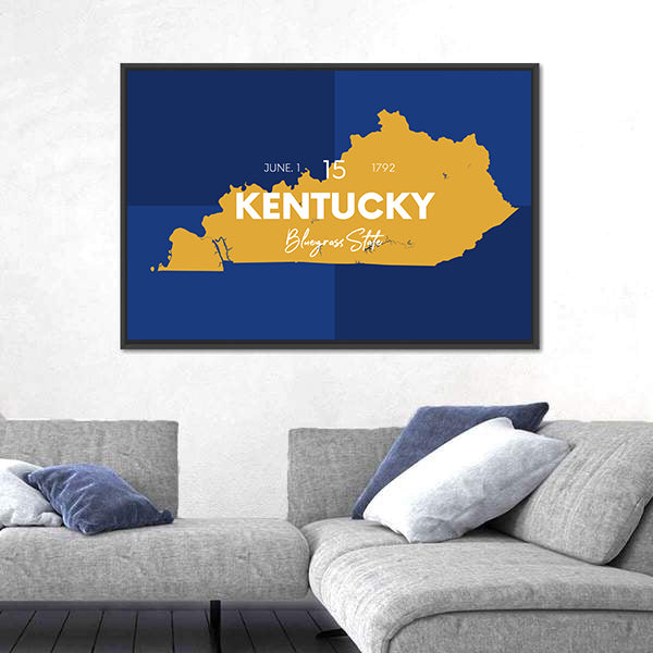 Kentucky State Map Canvas Wall Art