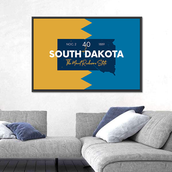 South Dakota State Map Canvas Wall Art