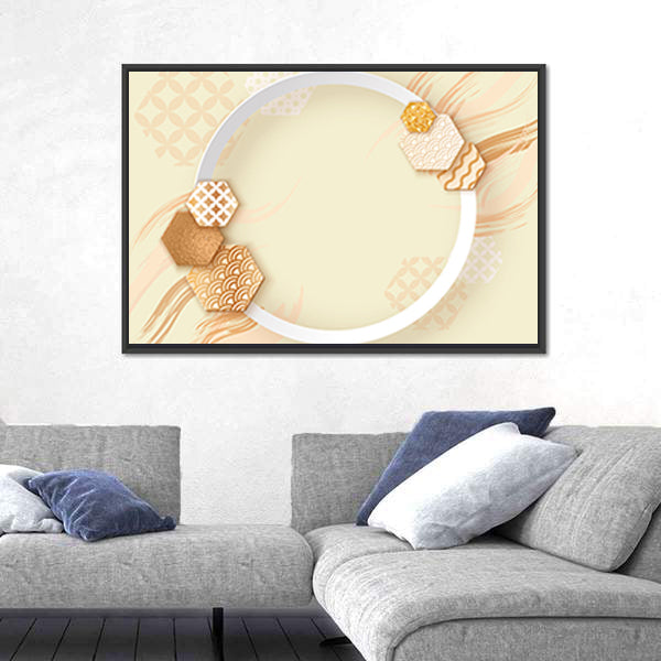 Zen Gold Circle with Pattern Canvas Wall Art