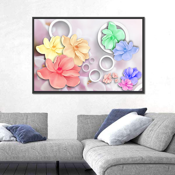 Layered Pastel Floral Ornament Canvas Wall Art