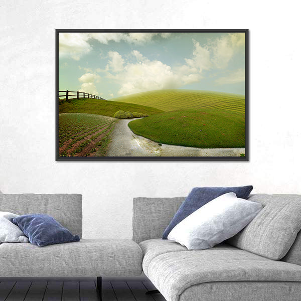 Winding Path Through Rolling Green Hills Canvas Wall Art