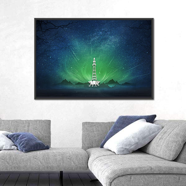 Minar-e-pakistan Aurora Nightscape Canvas Wall Art