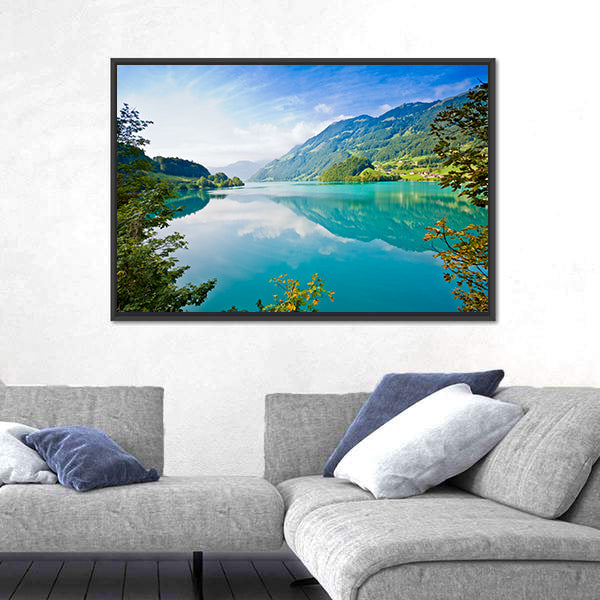 Majestic Mountain Lake In Switzerland Canvas Wall Art