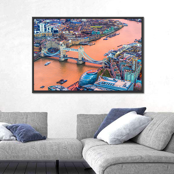 Tower Bridge And Thames River In London Canvas Wall Art