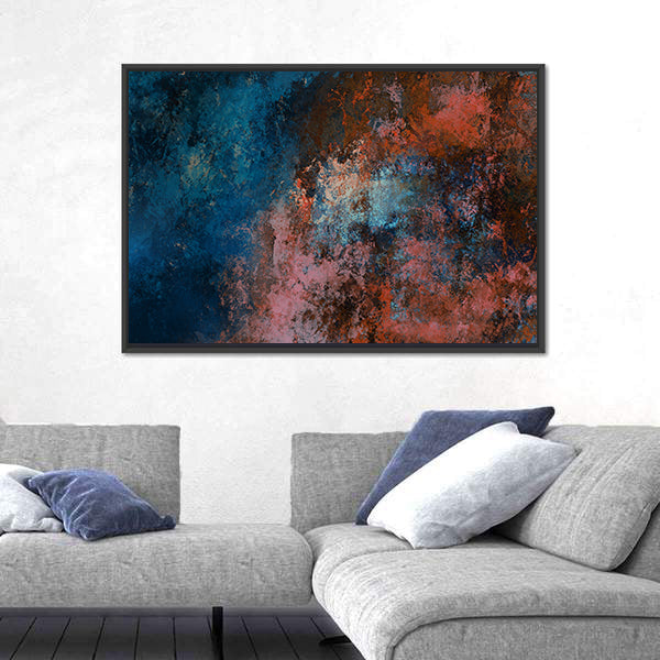 Blue And Red Tones Brushstrokes Canvas Wall Art