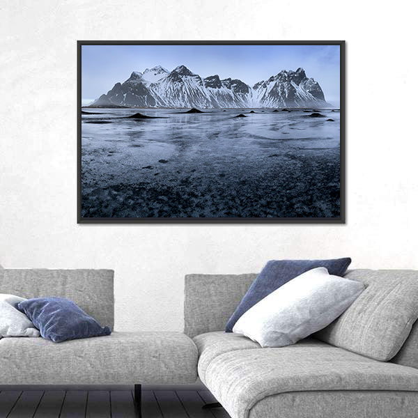 Sand Dunes At Stoksnes Beach In Iceland Canvas Wall Art