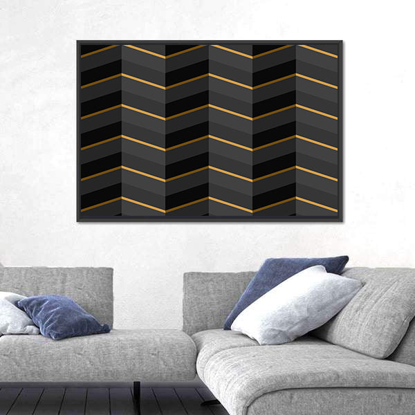 Black and Gold Striped Geometric Canvas Wall Art