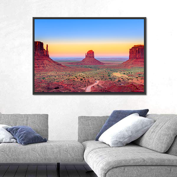 Sunset At Monument Valley In USA Canvas Wall Art