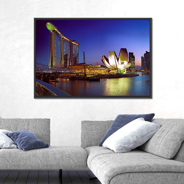 Singapore In Twilight Canvas Wall Art