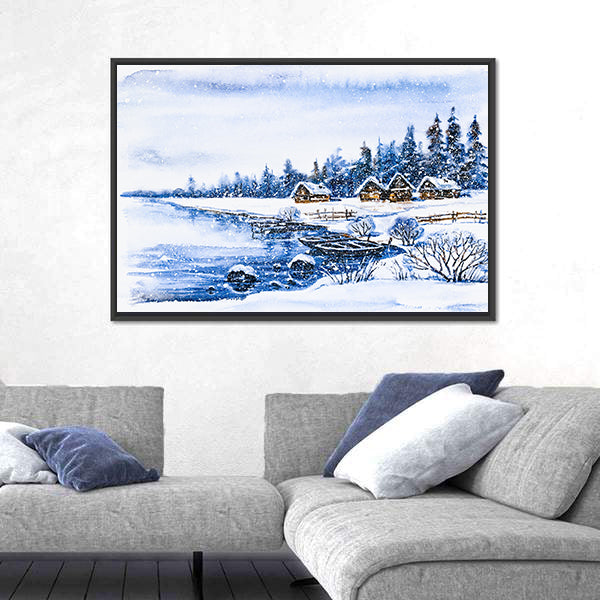 Frozen Winter Village Canvas Wall Art