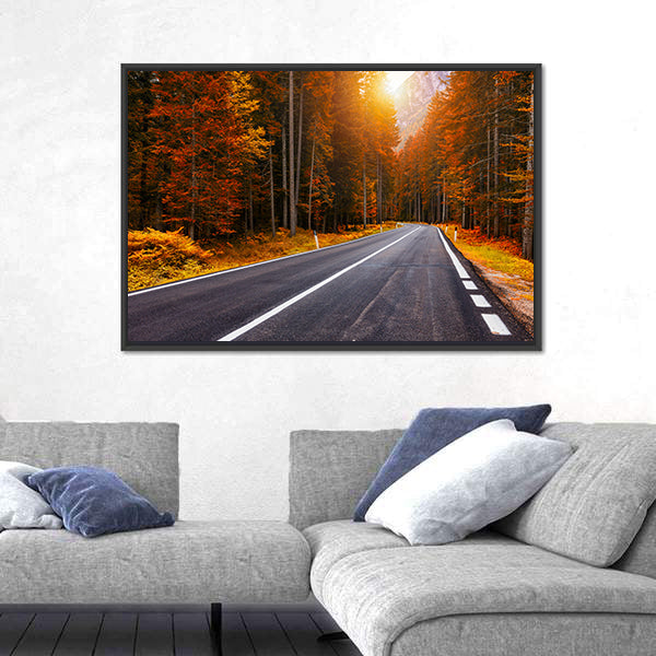 Asphalt Roads In Italian Alps In South Tyrol Canvas Wall Art