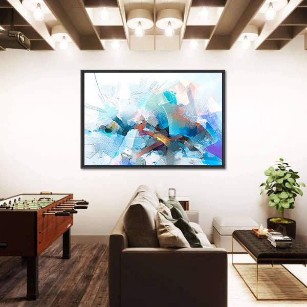 Oil Brushstroke Abstract in Blue and Orange Canvas Wall Art