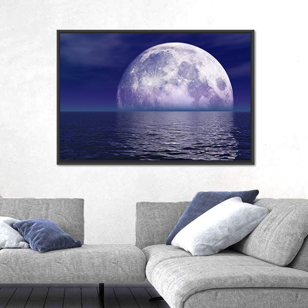 Full Moon Over Water Canvas Wall Art