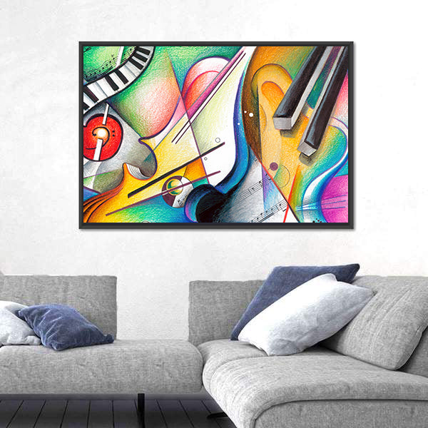 Hand-drawn Musical Abstraction Canvas Wall Art