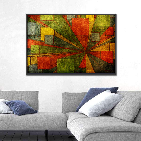 Grunge Geometric Radial Abstract Canvas Wall Art