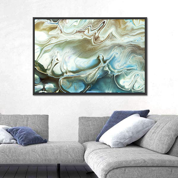 Acrylic Marble Texture with Gold Accents Canvas Wall Art