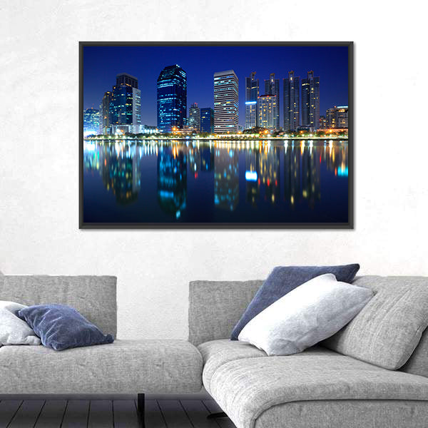Bangkok City At Night In Thailand Canvas Wall Art