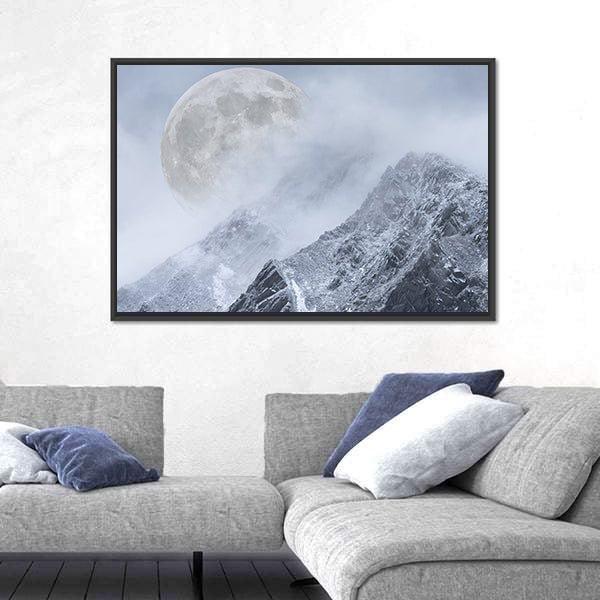 Supermoon Above Mountain Range Canvas Wall Art