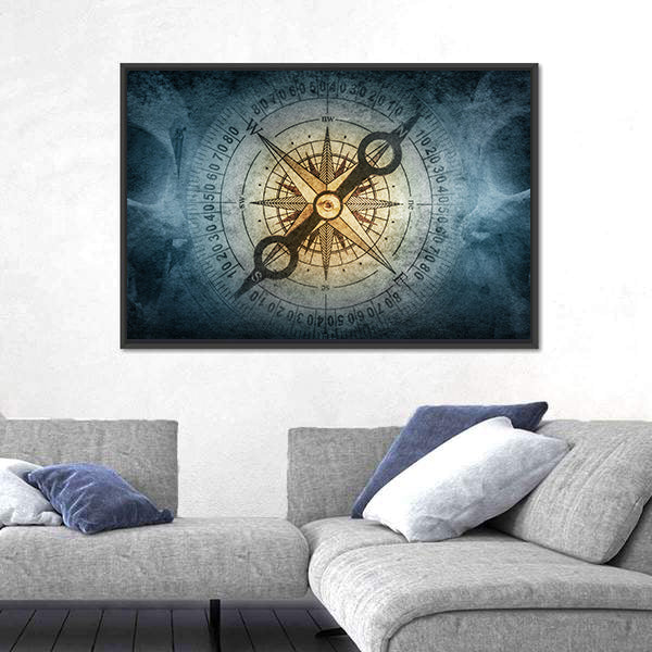 Sailor Skull with Vintage Compass Canvas Wall Art