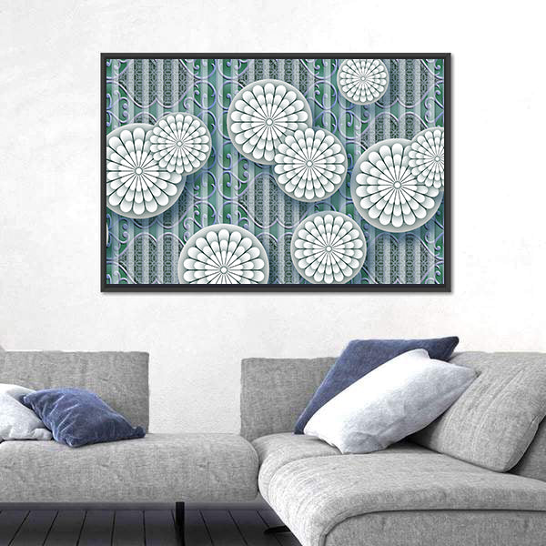 3d White Floral Mural Canvas Wall Art