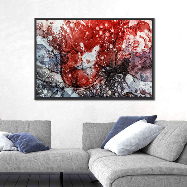 Textured Red Fluid Abstract Canvas Wall Art
