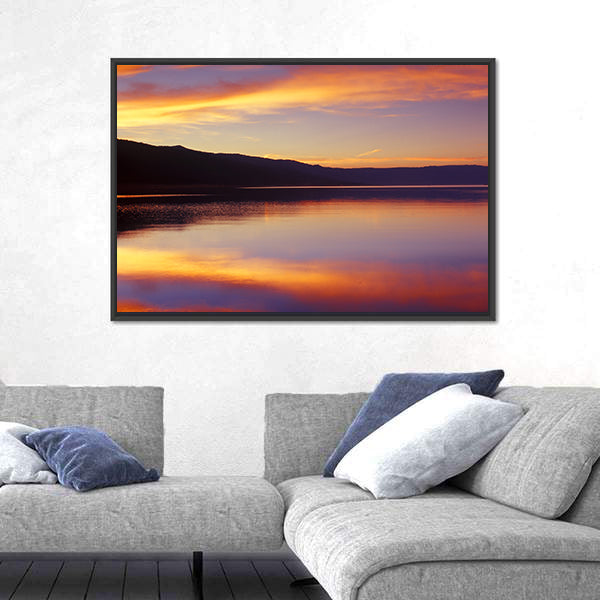 Wispy Clouds Over Lake at Sunset Canvas Wall Art
