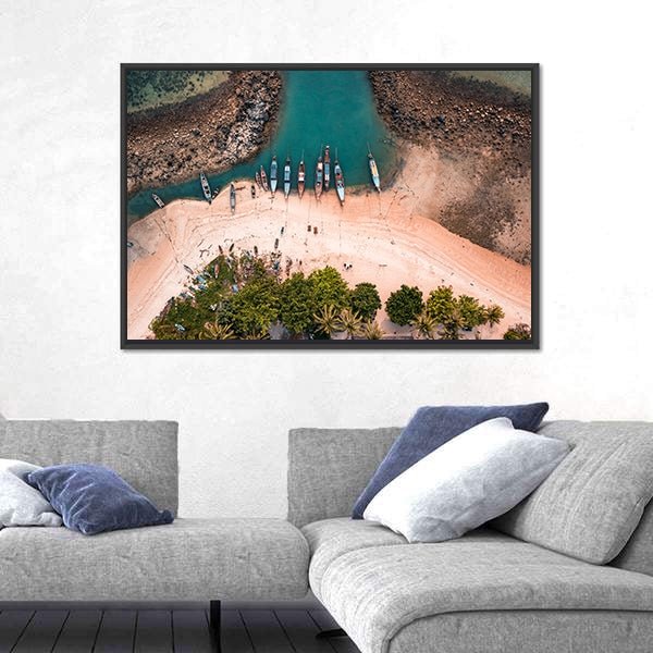 Aerial View Of Fisherman Village In The Island Of Koh Samui, Thailand Canvas Wall Art