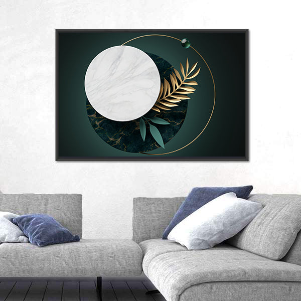Green and Gold Geometric Botanical Abstract Canvas Wall Art