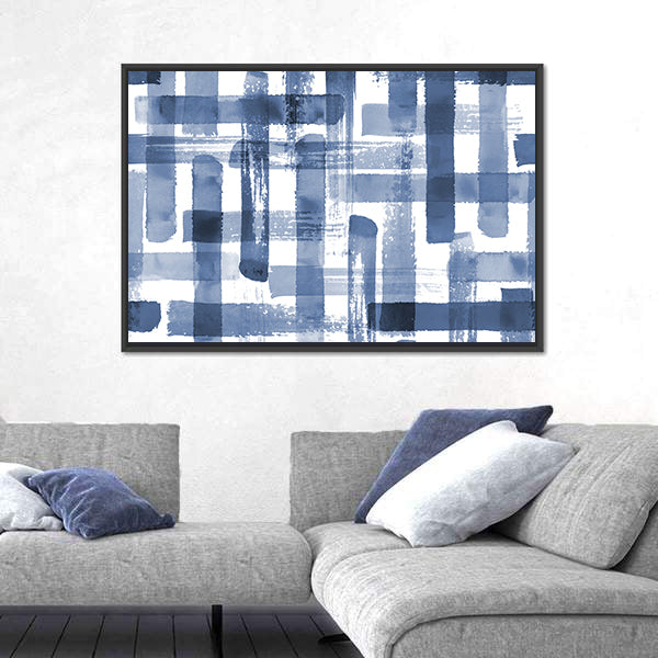 Blue Grunge Cross Geometric Shapes Canvas Wall Art