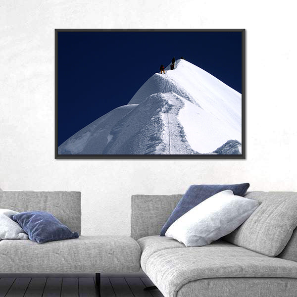 Climbers on Nepal Mountain Peak Canvas Wall Art