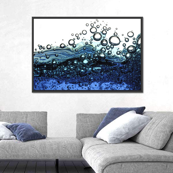 Surface Bubbles Blue Water Abstract Canvas Wall Art