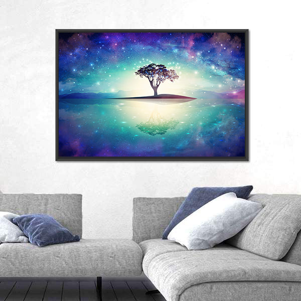 Meditation Tree Under Stars Canvas Wall Art