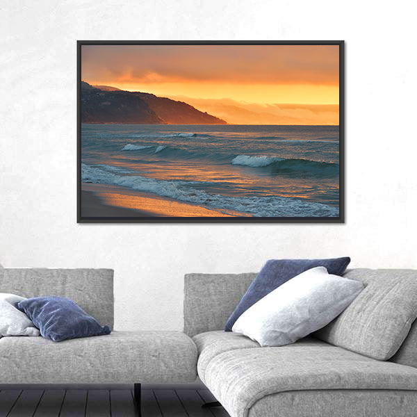 Golden Summer Sea Sunset Canvas Wall Art