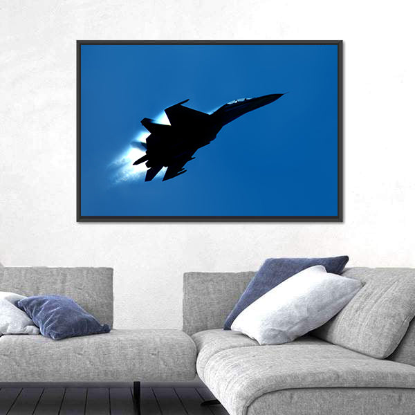 Military Fighter SU 27 Silhouette Canvas Wall Art