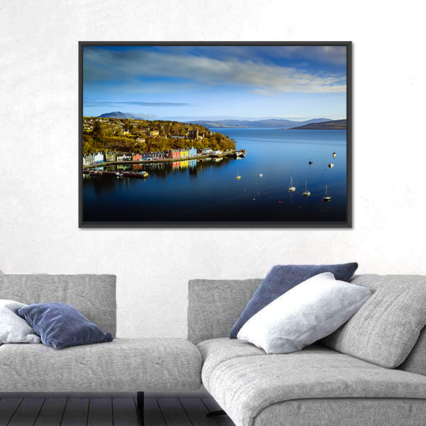Tobermory Bay Harbor with Colorful Houses Canvas Wall Art