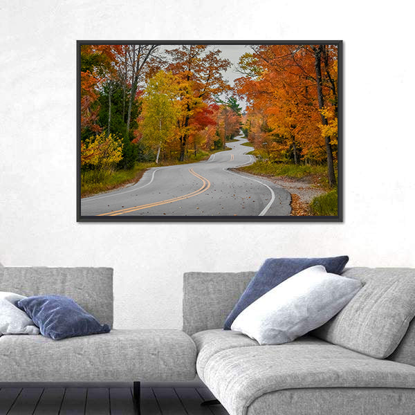 Winding Road In Wisconsin Canvas Wall Art