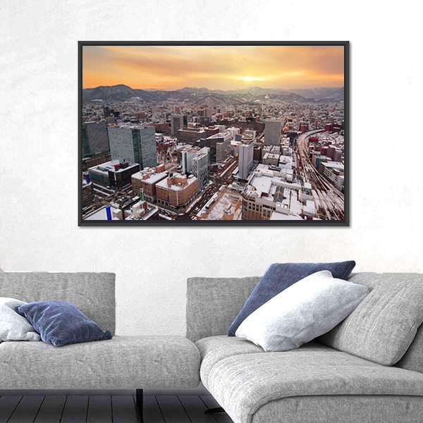 Sapporo Downtown Skyline In Hokkaido Japan Canvas Wall Art