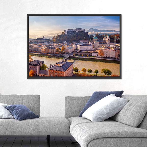 Salzburg Cityscape In Austria Canvas Wall Art