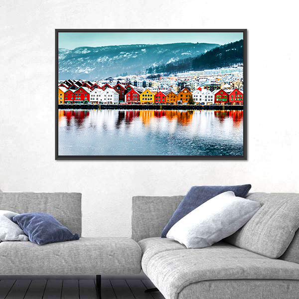 Historical Buildings In Bergen Norway Canvas Wall Art