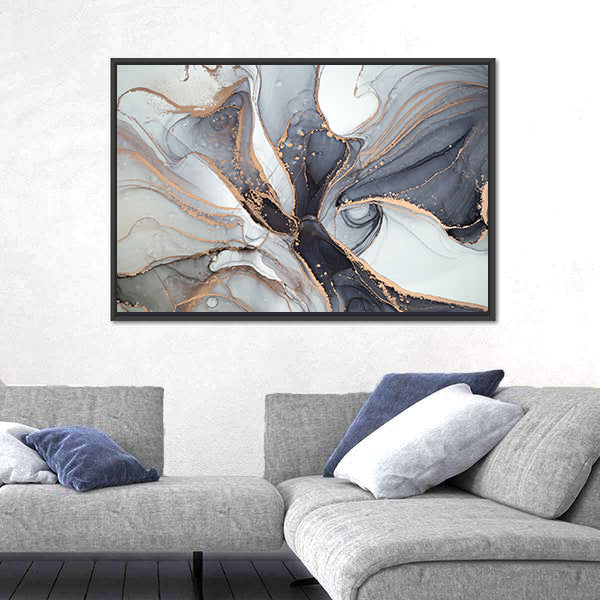Alcohol Ink Marble with Gold Accents Canvas Wall Art
