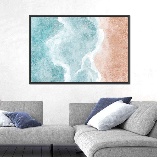Boho Sea Beach With Waves Canvas Wall Art