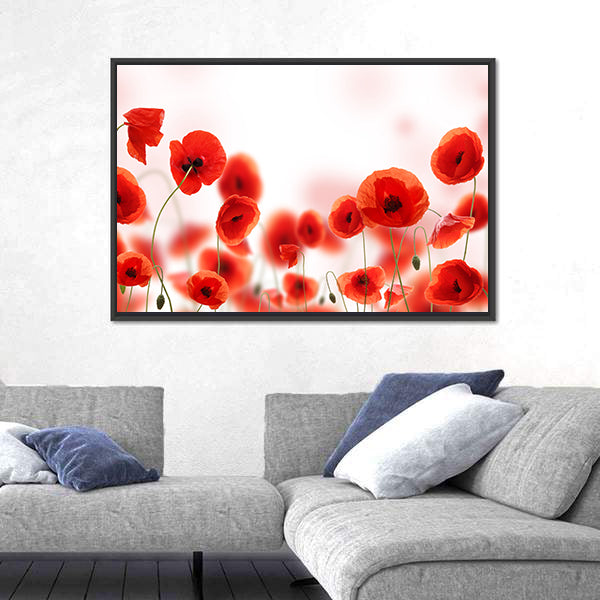 Poppy Flowers Field Canvas Wall Art