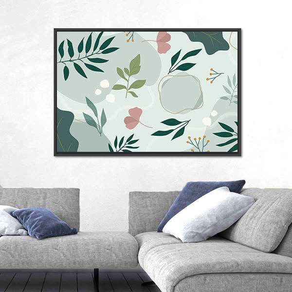 Hand-drawn Botanical Shapes and Doodles Canvas Wall Art