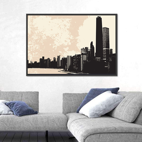 Chicago Skyline From Lake Michigan Canvas Wall Art