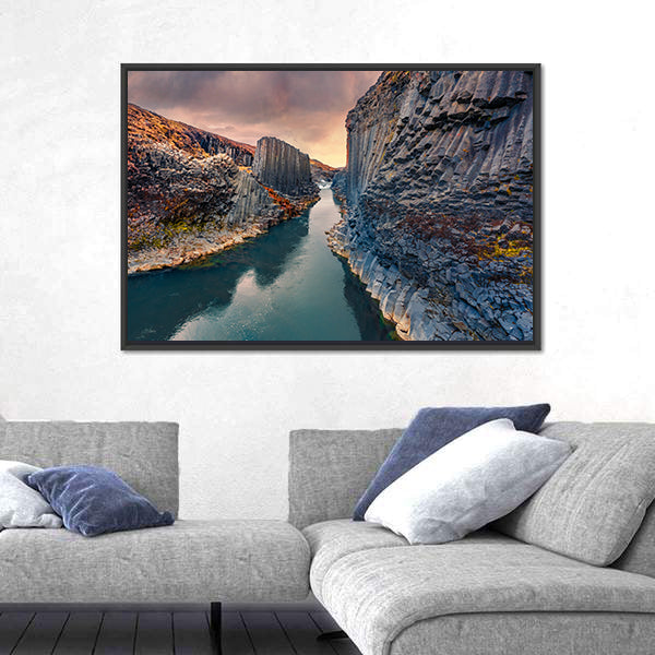 Studlagil Canyon In Iceland Canvas Wall Art