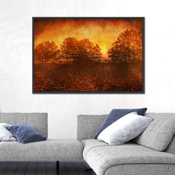 Rusty Golden Textured Autumn Field Canvas Wall Art