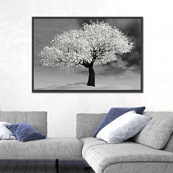Cherry Tree In Winter Canvas Wall Art
